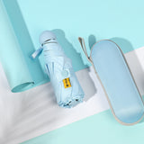 NNEDSZ Sky Blue Compact 5-Fold Umbrella with UV Protection, Wind Resistance, and Travel-Friendly Design