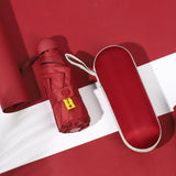 NNEDSZ Red Compact 5-Fold Umbrella with UV Protection, Wind Resistance, and Travel-Friendly Design