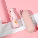 NNEDSZ Pink Compact 5-Fold Umbrella with UV Protection, Wind Resistance, and Travel-Friendly Design