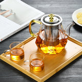 NNEDSZ Elegant Glass Teapot with Gold Handle and Stainless Steel Infuser - 600ml Capacity