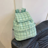 NNEDSZ Lightweight Quilted Nylon Backpack with Adjustable Straps - Pine Green
