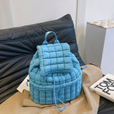 NNEDSZ Lightweight Quilted Nylon Backpack with Adjustable Straps - Blue