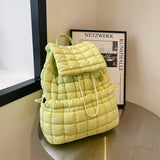 NNEDSZ Lightweight Quilted Nylon Backpack with Adjustable Straps - Light Green