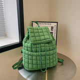 NNEDSZ Lightweight Quilted Nylon Backpack with Adjustable Straps - Dark Green