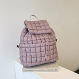 NNEDSZ Lightweight Quilted Nylon Backpack with Adjustable Straps - Dark Purple