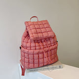 NNEDSZ Lightweight Quilted Nylon Backpack with Adjustable Straps - Watermelon Red