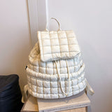 NNEDSZ Lightweight Quilted Nylon Backpack with Adjustable Straps - Ivory White