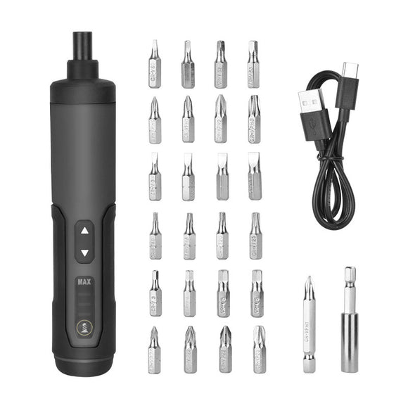 NNEDSZ 3.6V Li-ion Cordless Electric Screwdriver Set with 24 Bits, LED Light, and Torque Adjustment, 300rmp