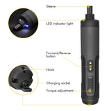 NNEDSZ 3.6V Li-ion Cordless Electric Screwdriver Set with 24 Bits, LED Light, and Torque Adjustment, 300rmp