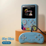 NNEDSZ G5 Retro Handheld Game Console with 500 Classic Games - Sky Blue with gamepad