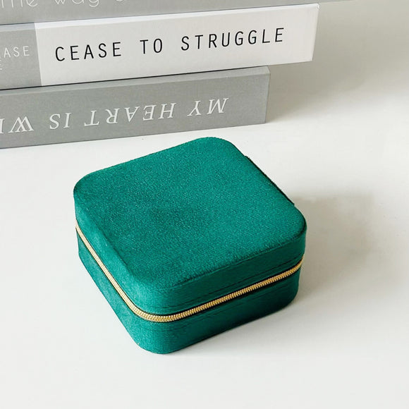 NNEDSZ 2PCS Green Portable Travel Jewelry Box with Mirror and Compartments