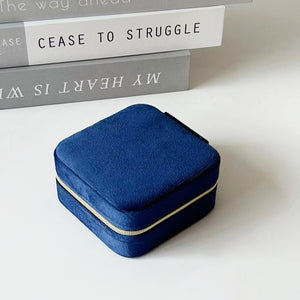 NNEDSZ 2PCS Blue Portable Travel Jewelry Box with Mirror and Compartments