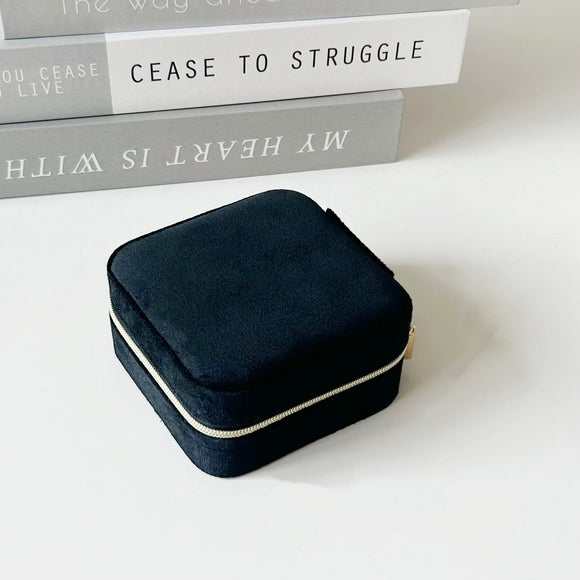 NNEDSZ 2PCS Black Portable Travel Jewelry Box with Mirror and Compartments