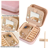 NNEDSZ 2PCS Black Portable Travel Jewelry Box with Mirror and Compartments