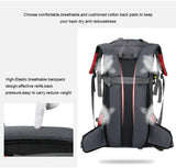 NNEDSZ Red 60L Waterproof Hiking Backpack with Multi-Pocket Design for Outdoor Adventures