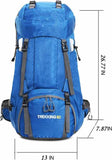 NNEDSZ Red 60L Waterproof Hiking Backpack with Multi-Pocket Design for Outdoor Adventures