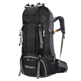 NNEDSZ Black 60L Waterproof Hiking Backpack with Multi-Pocket Design for Outdoor Adventures