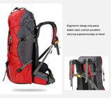 NNEDSZ Dark Blue 60L Waterproof Hiking Backpack with Multi-Pocket Design for Outdoor Adventures