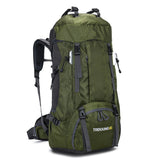 NNEDSZ Green 60L Waterproof Hiking Backpack with Multi-Pocket Design for Outdoor Adventures