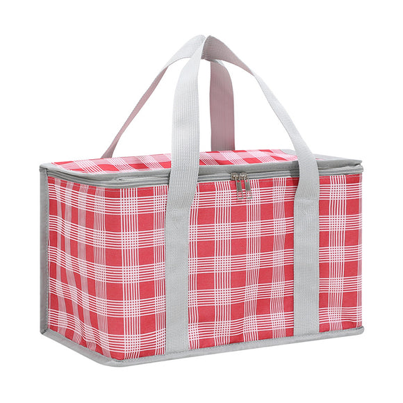 NNEDSZ 2PCS Red Insulated Picnic Lunch Bag with Checkered Design, Thermal Storage for Hot and Cold Items