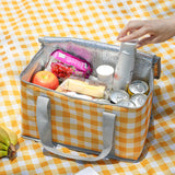NNEDSZ 2PCS Green Insulated Picnic Lunch Bag with Checkered Design, Thermal Storage for Hot and Cold Items