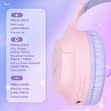 NNEDSZ Pink Wireless Bluetooth Headphones with Hi-Fi Bass, Foldable Design, and Card Slot