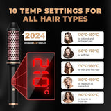 NNEDSZ 3-in-1 Hair Styling Round Brush with Curling, Straightening & Drying Functions, LCD Display, 10 Temperature Settings