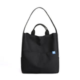 NNEDSZ Black Minimalist Nylon Tote Bag with Adjustable Shoulder Strap, Large Capacity