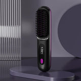 NNEDSZ Black Wireless Hair Straightening Brush - Compact and Rechargeable Styling Tool