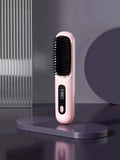 NNEDSZ Pink Wireless Hair Straightening Brush - Compact and Rechargeable Styling Tool