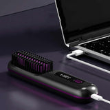 NNEDSZ Blue Wireless Hair Straightening Brush - Compact and Rechargeable Styling Tool