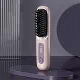 NNEDSZ Purple Wireless Hair Straightening Brush - Compact and Rechargeable Styling Tool