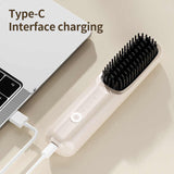 NNEDSZ Off-white Rechargeable Wireless Hair Straightening Brush - Sleek and Portable Styling Tool