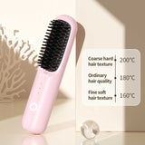 NNEDSZ Off-white Rechargeable Wireless Hair Straightening Brush - Sleek and Portable Styling Tool