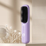 NNEDSZ Purple Rechargeable Wireless Hair Straightening Brush - Sleek and Portable Styling Tool