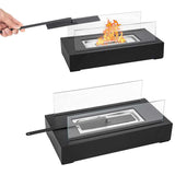 NNEDSZ Portable Detachable Tabletop Bioethanol Fireplace - White Rectangular Design with Glass Shields