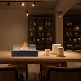 NNEDSZ Portable Detachable Tabletop Bioethanol Fireplace - White Rectangular Design with Glass Shields