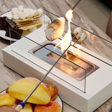 NNEDSZ Not removable Portable  Tabletop Bioethanol Fireplace - Black Rectangular Design with Glass Shields
