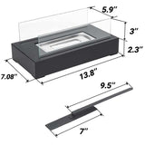 NNEDSZ Not removable Portable  Tabletop Bioethanol Fireplace - Black Rectangular Design with Glass Shields