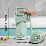 NNEDSZ Green Multifunctional Manual Rotary Vegetable Slicer with 10 Blades – Safe and Easy-to-Use