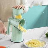 NNEDSZ Green Multifunctional Manual Rotary Vegetable Slicer with 10 Blades – Safe and Easy-to-Use