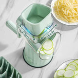 NNEDSZ White Multifunctional Manual Rotary Vegetable Slicer with 10 Blades - Safe and Easy-to-Use