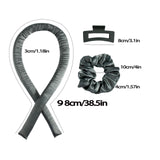 NNEDSZ 5PCS Light Brown Heatless Hair Curling Set with Scrunchie and Hair Clip - Silk Curling Ribbon