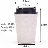 NNEDSZ White 350ml Wheat Straw Double-Layer Coffee Cup - Eco-Friendly and Lightweight