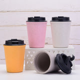 NNEDSZ Blue 350ml Wheat Straw Double-Layer Coffee Cup - Eco-Friendly and Lightweight