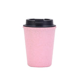 NNEDSZ Pink 350ml Wheat Straw Double-Layer Coffee Cup - Eco-Friendly and Lightweight