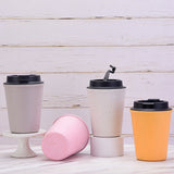 NNEDSZ Gray 350ml Wheat Straw Double-Layer Coffee Cup - Eco-Friendly and Lightweight