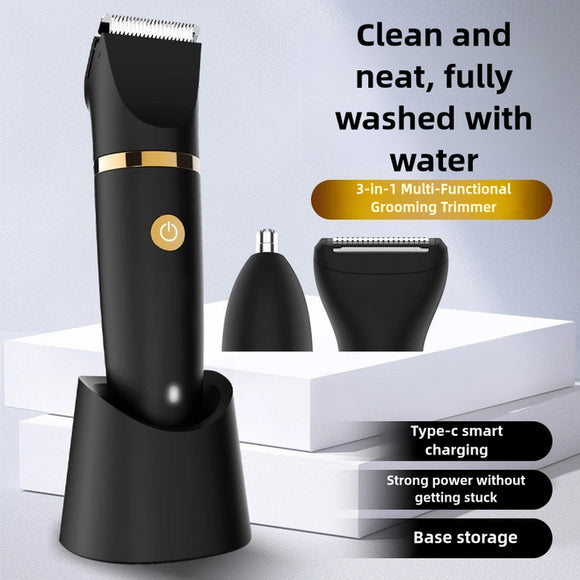 NNEDSZ 3-in-1 Waterproof Rechargeable Electric Hair Trimmer Set for Men - Professional Grooming Kit