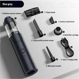 NNEDSZ Blue Gray Cordless Handheld Vacuum Cleaner with Blower Function - Compact and Rechargeable 120W Power