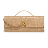 NNEDSZ Apricot Elegant PU Leather Clutch Bag with Snake Print Design - Multi-color Options